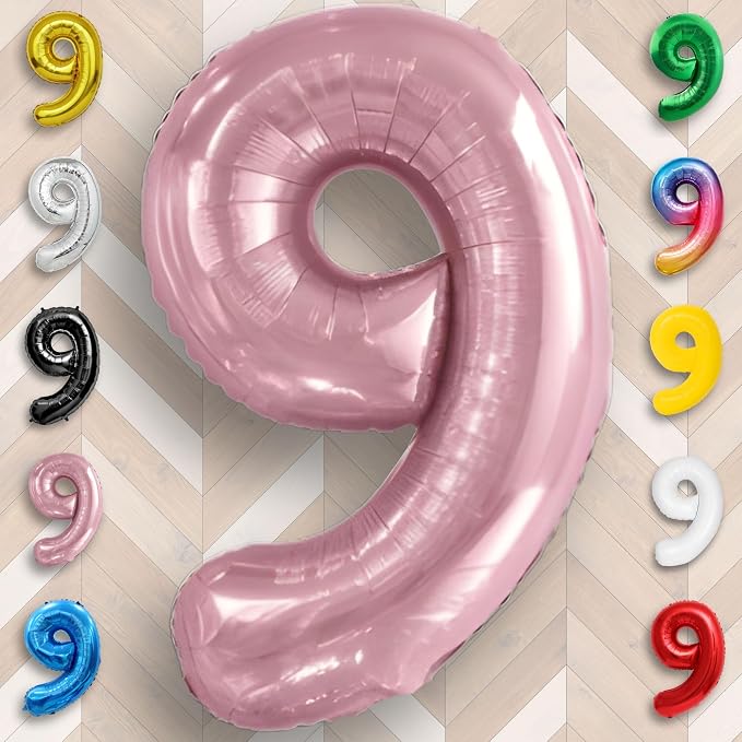 Pink Pearl Number Balloon 9 Mylar Foil Macaron Balloons 40 inch - Image 4