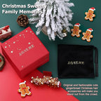 Original Italian Designed Hair Claw Clips for Women- CHRISTMAS Gingerbread Men, Premium Acetate Medium Claw, Non Slip Cute Hair Clips for Women with Gift Box