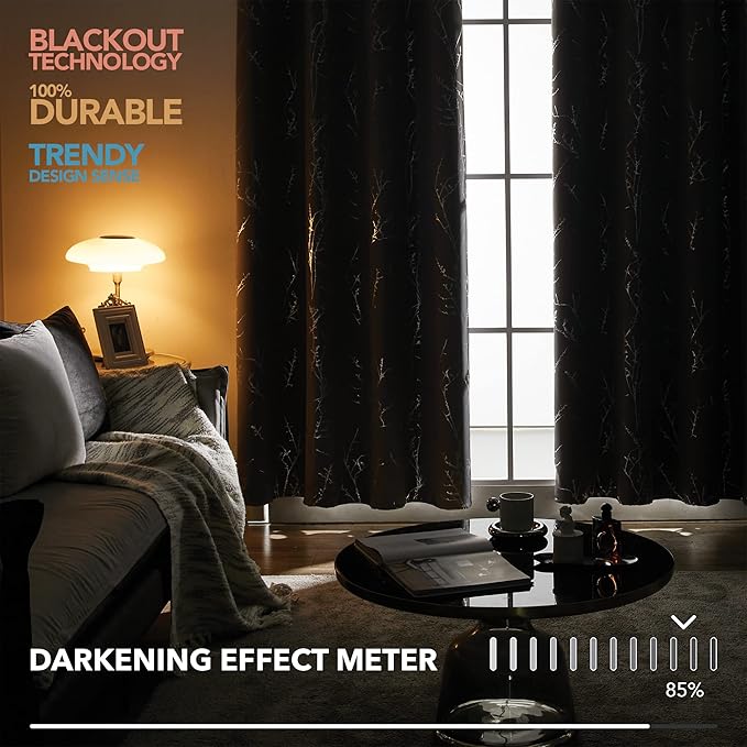 Deconovo Living Room Curtains 63 Inches Long, Thermal Insulated, Room Darkening - Image 5