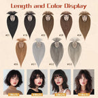 Rich Choices Human Hair Toppers for Women-100% Real Remy Hair Topper with 3D 360°Bang-Upgraded 150% Density 9 * 12CM Lace Base-Clip in Hairs topper for Thinning Hairs-14Inch #2 Dark Brown