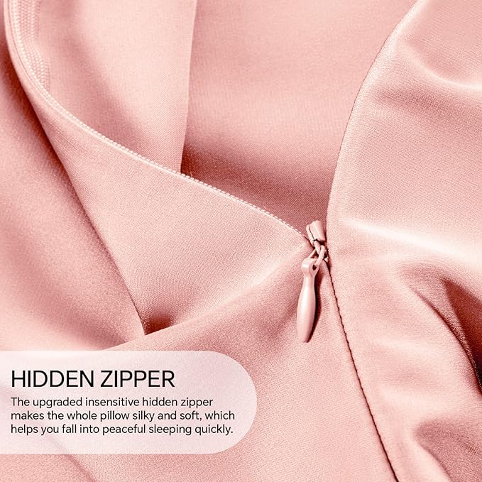 INFIIXSO Mulberry Silk Pillowcase for Hair and Skin, Silk Pillow Cases King Size with Hidden Zipper 20"x40", Extraordinary Smooth and Soft Cooling Pillow Cases for Hot Sleepers(Rose Pink, 1 Pack)