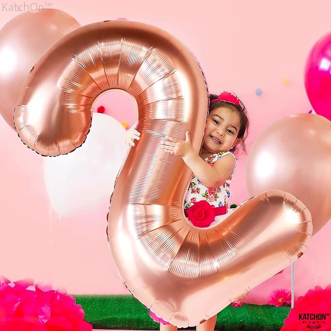 KatchOn Rose Gold Number 2 Balloon 40 Inch | Mylar Rose Gold 2 Balloon - Image 8