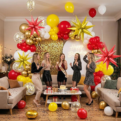 22/27 Inch Gold Red Star Balloons, Cone Spike Balloon, Aluminum Foil Balloon - Image 6