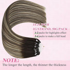 YoungSee Microbead Hair Extensions Human Hair Dark Brown Ombre Blonde Microlink Hair Extensions Human Hair Dark Brown Balayage Micro Loop Hair Extension 24 Inch 50g 50s Cold Fusion for Long Hair