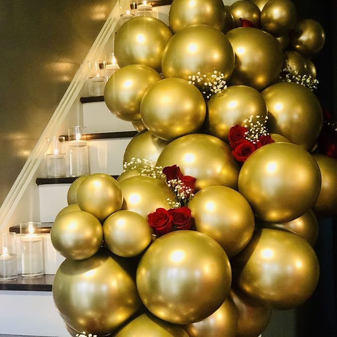 Voircoloria 130pcs Metallic Gold Balloons Arch Kit, 18 12 10 5 Inch | - Image 5