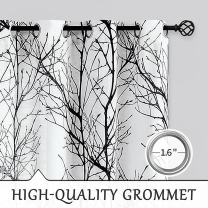 FMFUNCTEX Linen Black White Semi Sheer Patio Curtains 84 Inch Long 1 Panel | - Image 6