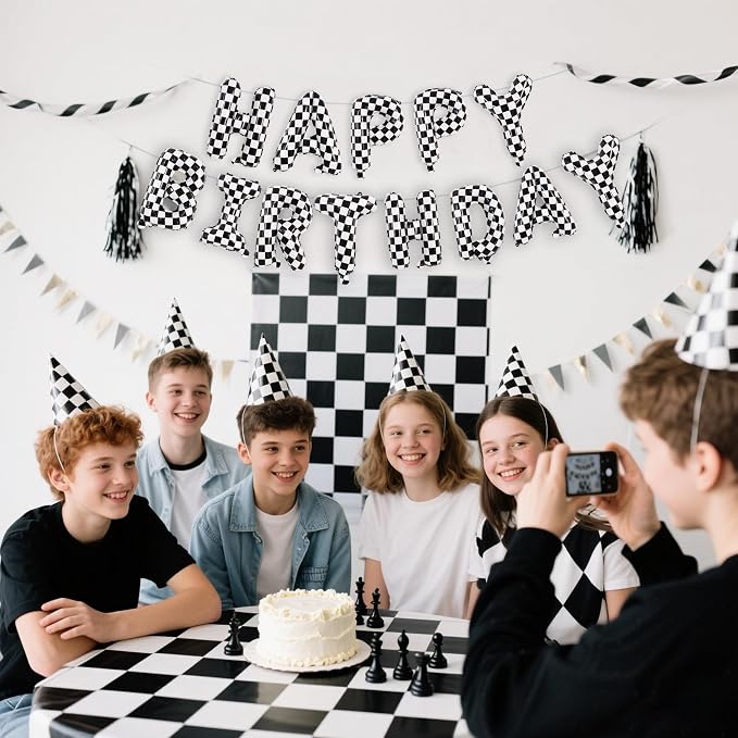 TONIFUL 16 Inch Race Car Themed Happy Birthday Balloons Banner Decorations | - Image 3