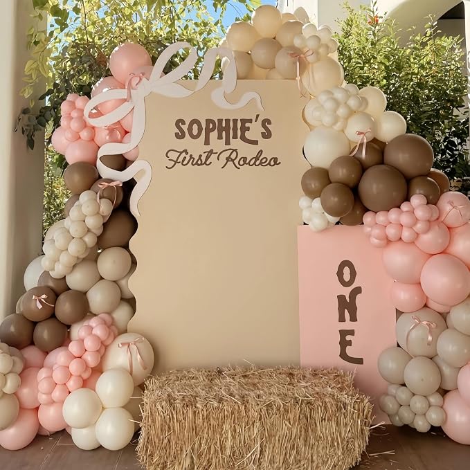 Pink Brown Balloon Arch Garland Kit, Cowgirl Rodeo Balloons Dusty Blush Light - Image 3
