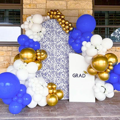 BAUANOOY Royal Blue Gold White balloons - Image 6