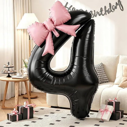 40 Inch Black Number 4 Balloon by KYGNE