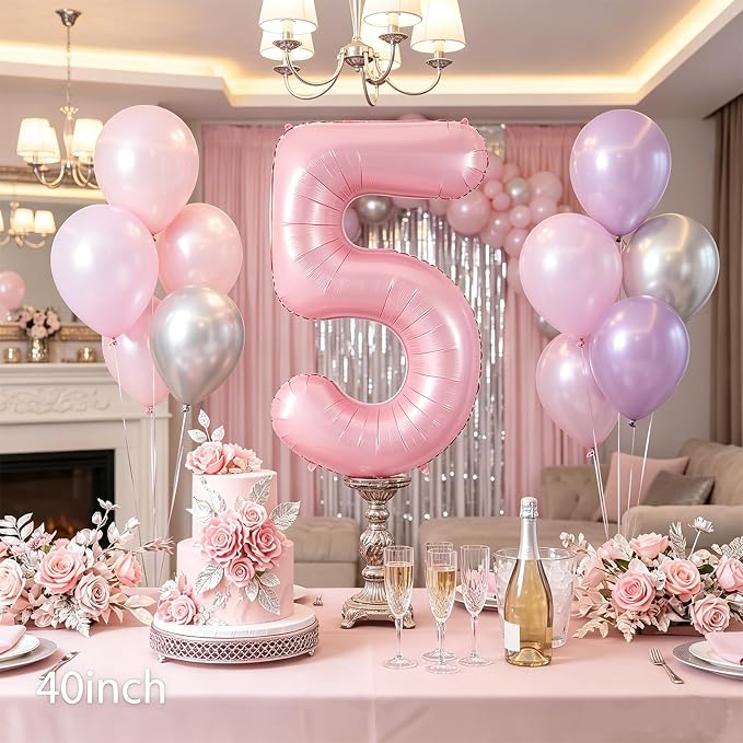 Number Balloons Pink Party Balloon - Image 6