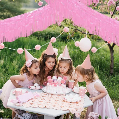 LOLStar Macaron Pink Foil Fringe Tinsel Garland Streamers Banner, 6 Pack | 60Ft - Image 4