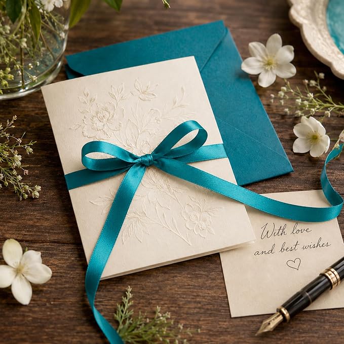 3/8In 30Yards Thin Teal Ribbon for Flower Bouquet Graduate Christmas Crafts | - Image 5