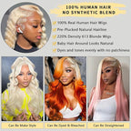 Blonde Lace Front Wig 28 Inch 13X6 613 220% Density Body Wave Glueless Wigs Human Hair Pre Plucked 100% Real Human Hair Triple Lifespan 3X No Tangle No Shedding No Synthetic