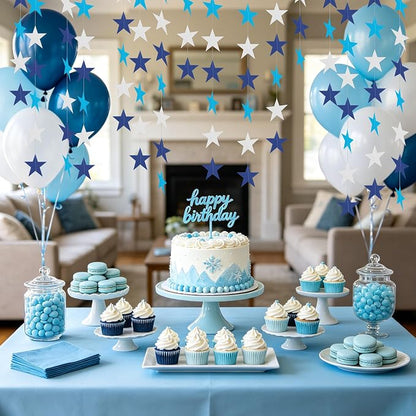 BEISHIDA 6Pcs Navy Blue and White Star Garland Decor Twinkle Paper Star - Image 4