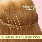 415pcs Bobby Pins Hair Pins Set, IKOCO 200pcs U Shaped Pins & Elastic Hair Ties for Women with Hair Net, Gold