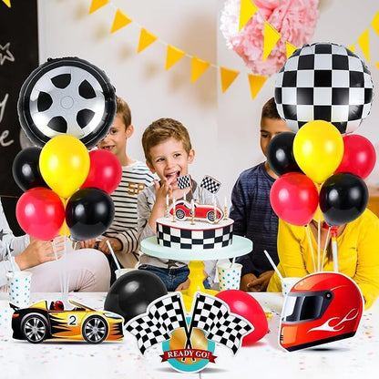 6 Sets Race Car Party Balloons Stand Kit Racing Car Table Centerpieces Decor - Image 5