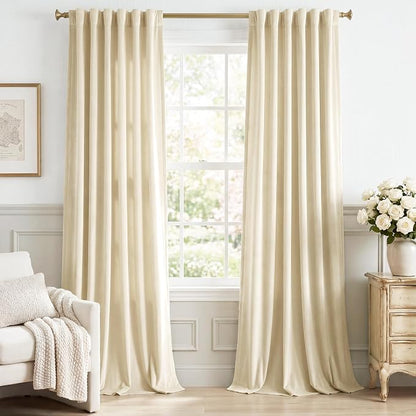 Beige Velvet Drapes Back Tab Privacy by StangH