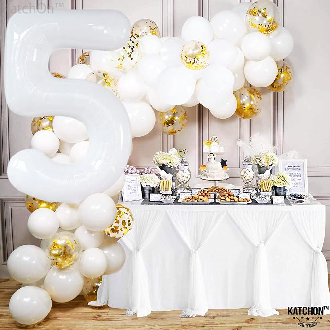 KatchOn White Number 5 Balloons - Image 3