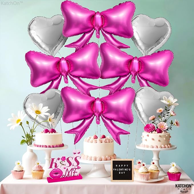 KatchOn Silver Foil Heart Balloons Set 25 Inch, Heart Shaped Balloons - Image 7