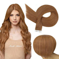 Full Shine Tape in Weft Hair Extensions Human Hair Color 330 Copper Brown Tape in Hair Extensions 22Inch Seamless Invisible Remy Skin Weft 100Gram 40Pcs Adhesive Brazilian Silky Straight