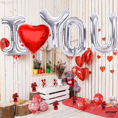 KatchOn Silver I Love You Balloons 40 Inch, Valentines Day Decorations | Foil - Image 6