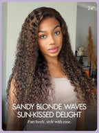 LUVME HAIR 7x6 HD Lace All-Day Comfort Wig PartingMax Lace Wigs Water Wave Curly Lace Front Wigs Human Hair Pre Cut Plucked Lace Frontal Glueless 18 Inches Hlighlight Color