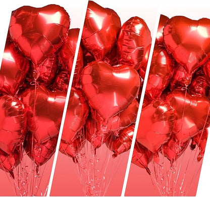 30 pcs Red Heart Balloons 18" a bunch of Heart Love Foil Helium Balloons - Image 4