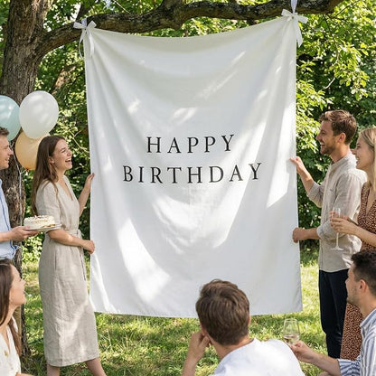 Oudain 60x78 Inch Happy Birthday Burlap Banner, Fabric Party Decorations - Image 3