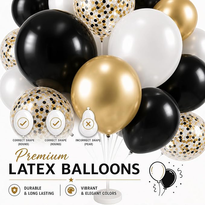 Black Gold Confetti Balloon Column Stand Kit Set of 2 - Image 6