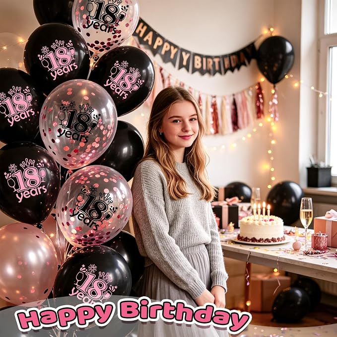 Black Whiet Confetti Balloons, - Image 5