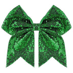 Large Glitter Cheer Bows Clips, Jumbo Big 7 Inch Cheerleading Sequin Hair Bow Hair Accessories for Teens Girls Football Sports Cheerleader Outfit Uniform (Green)