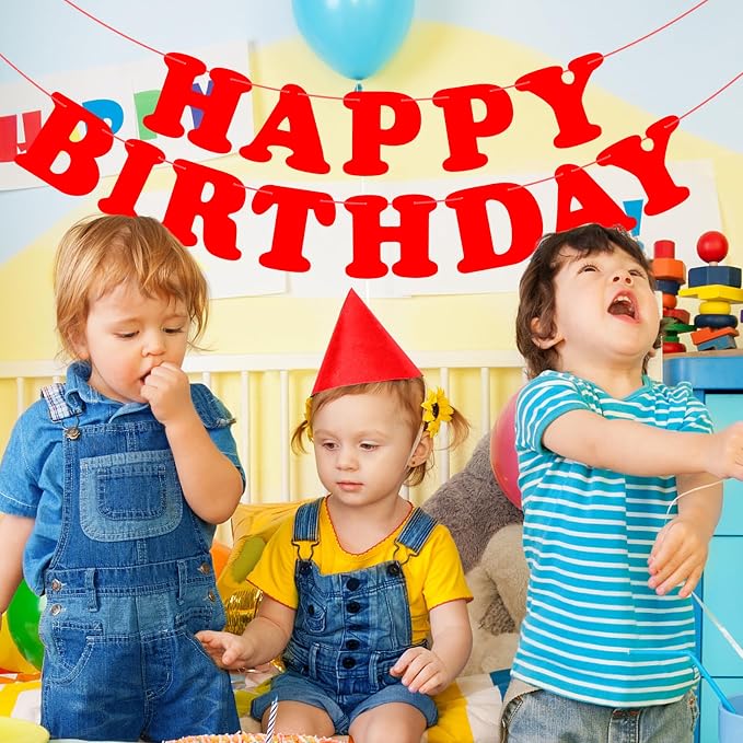 Red Happy Birthday Banner Sign Birthday Party Supplies Party Background - Image 7