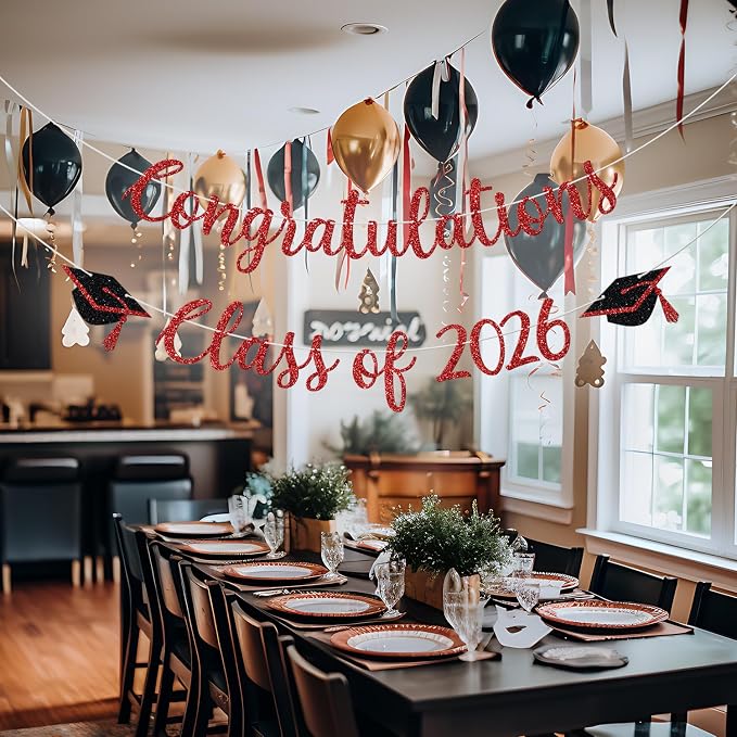 Congratulations Class of 2026 Banner, Congrats Grad Party Decor, 2026 - Image 3