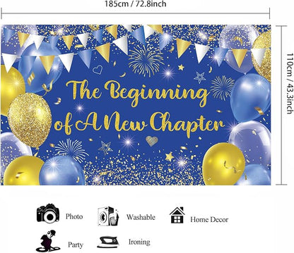 Blue Gold The Beginning of A New Chapter Backdrop Banner Photography Background - Image 2