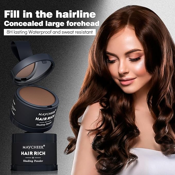 Maycheer Hairline Powder for Women - Hair Rich Shading Powder, 30 Colors Magic Root Cover Up (Dark Tan 21)
