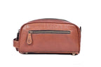 10" Premium Leather Toiletry Travel Pouch With Waterproof Lining | King-Size Handcrafted Vintage Dopp - Kit ~ Gift for Father's Day By Aaron Leather Goods (I Brown)