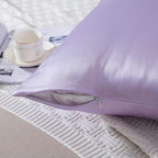 SLPBABY 100% Natural Pure Silk Pillowcase for Hair and Skin, Both Side 19 Momme Silk, Luxury Smooth Satin Pillowcase Cover with Hidden Zipper (King, Lavender)