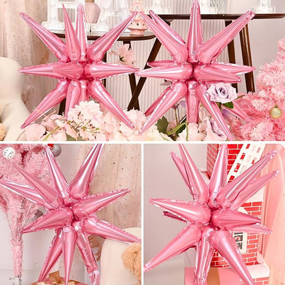 9Pcs Pink Star Balloons, Large Explosion Star Foil Balloons, Metallic Pink - Image 5