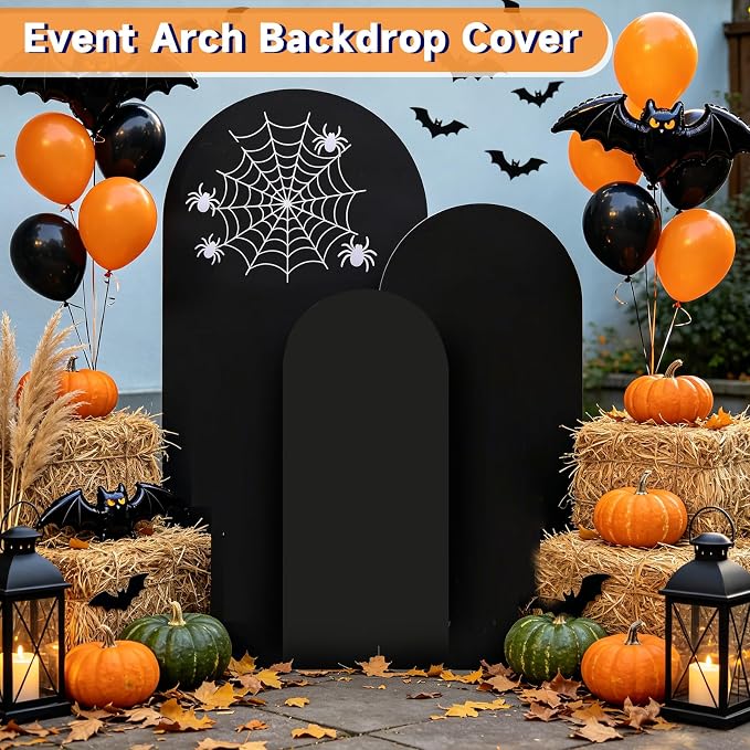 Hemmotop Wrinkle Free Black Arch Backdrop Cover Set of 3-6ft, 4ft | Stretchy - Image 6