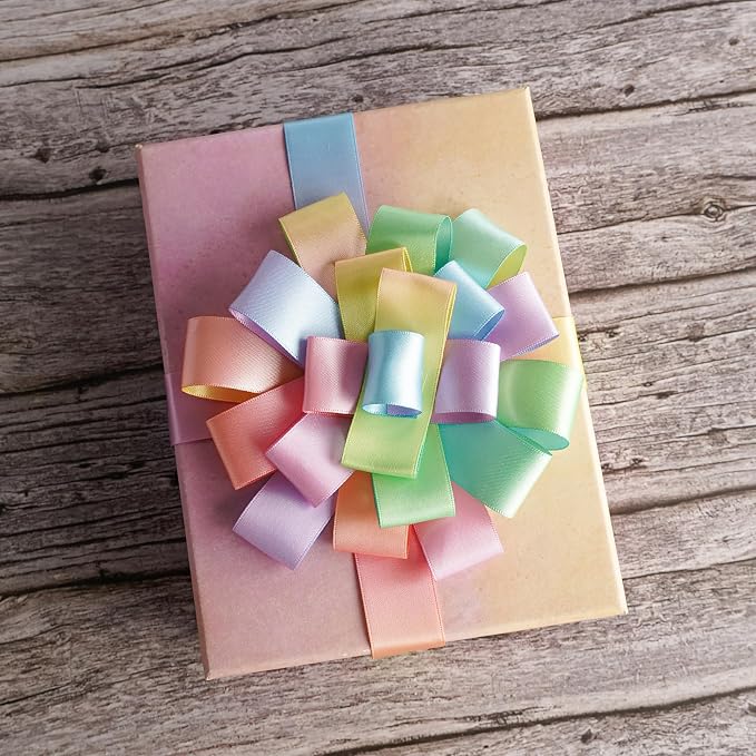 Pastel Ribbon Pastel Rainbow Ribbon 1 inch Rainbow Craft Ribbons Gift Satin - Image 7