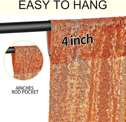 2×8FT-6PCS Orange Sequin Backdrop Curtains Panels, Photography Backdrop Glitter - Image 5