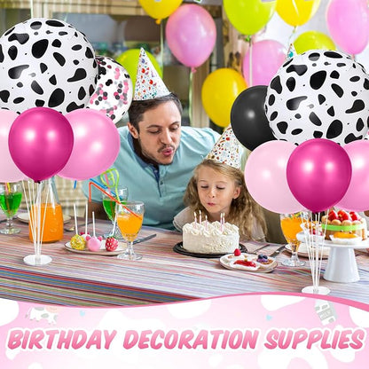 2 Sets Pink Cow Birthday Party Decorations Cowgirl Table Centerpiece Rose Red - Image 7