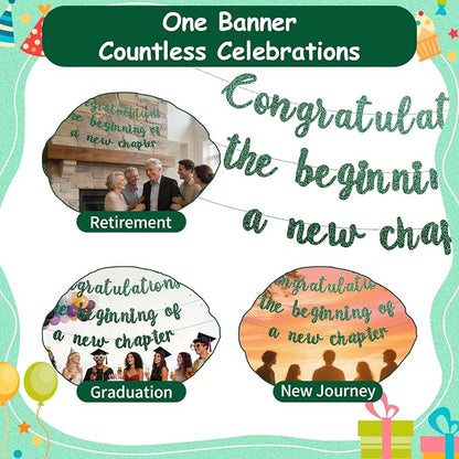 Pre-Strung Congratulations Banner New Chapter & Journey Hanging Garland Glitter - Image 7