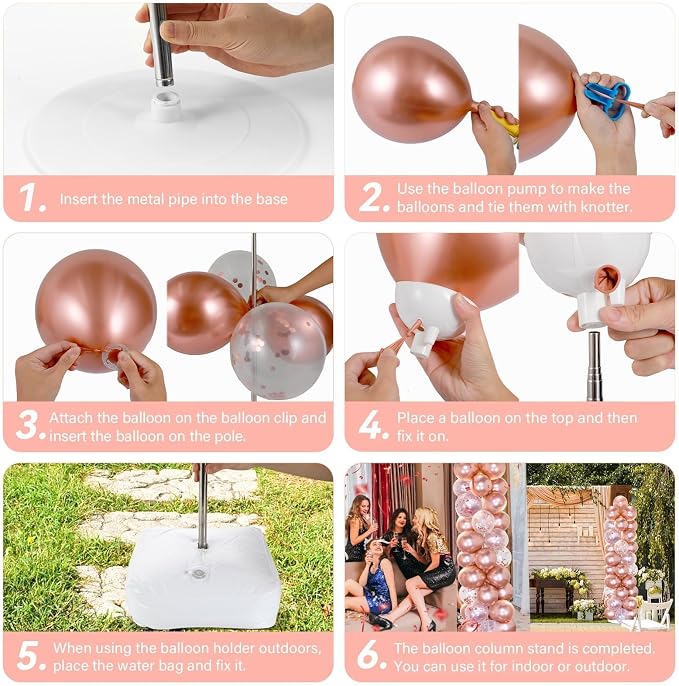 2 Sets Rose Gold Balloon Column Stand Kit - Image 5