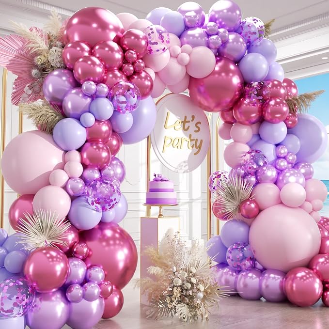 174Pcs Pink and Purple Balloons Garland Arch Kit -18 12 10 5 Inch Different by Unknown