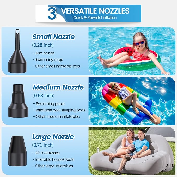 Electric Air Pump for Inflatables, VANNPOOY Portable Air Mattress Pump - Image 3