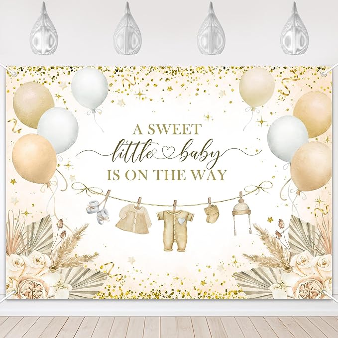 Boho Baby Shower Banner Neutral Gold Baby Shower Party Decorations A Sweet by AVEZANO