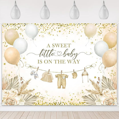 Boho Baby Shower Banner Neutral Gold Baby Shower Party Decorations A Sweet by AVEZANO