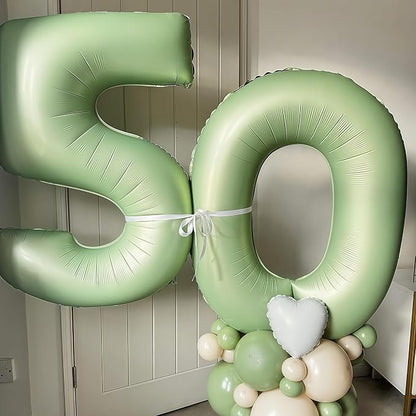 Sage Green 0 Number Balloon, Olive Green 0 Balloons 40 Inch Large Helium Foil - Image 3